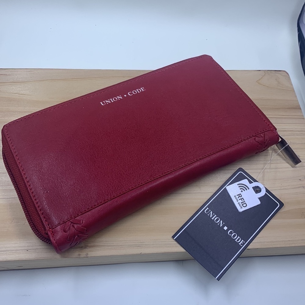 Red Genuine Leather RFID Women's Wallet - Picture 7 of 9